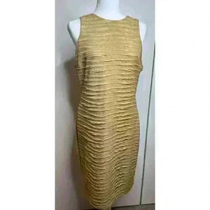 Bisou Bisou Michele Bohbot Dress Womens Sz 16 Gold Sleeveless NWT Zippered back